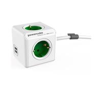 Allocacoc PowerCube extended USB Enchufe regleta Blanco/Verde