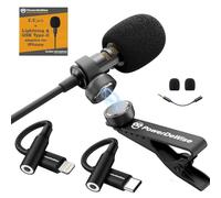 PowerDeWise - Micrófono Lavalier de Grado Profesional con Clip para cámara, teléfono, iPhone, GoPro, grabación de vídeo ASMR, pequeño micrófono de Camisa de 3,5 mm con Sistema de Clip fácil