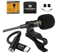 PowerDeWise Micrófono Lavalier tipo C mejorado 2024 con adaptador, micrófono omnidireccional USB C Lav para iPhone 15 Pro, Android, PC, Mac, grabadoras, entrevista de YouTube, vlogging