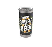 Powered By Beer Hops Mugs Entusiasta Vaso térmico de acero inoxidable de doble pared