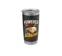 Powered By Burritos Funny Burrito Saying Humor Joke Gag Vaso térmico de acero inoxidable de doble pared