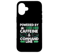 Powered by Caffeine & Command Line | Developer Admin Humor Carcasa para iPhone 16