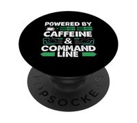 Powered by Caffeine & Command Line | Developer Admin Humor PopSockets PopGrip Adhesivo