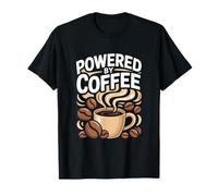 Powered by Coffee Caffeine Lover Espresso Beans Taza de la mañana Camiseta