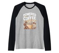 Powered by Coffee Caffeine Lover Espresso Beans Taza de la mañana Camiseta Manga Raglan