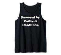 Powered By Coffee & Deadlines Motivation Funny Camiseta sin Mangas