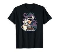 Powered by Coffee & Existential Dread Funny Tired Design Camiseta