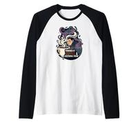 Powered by Coffee & Existential Dread Funny Tired Design Camiseta Manga Raglan
