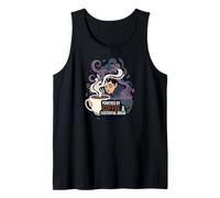 Powered by Coffee & Existential Dread Funny Tired Design Camiseta sin Mangas