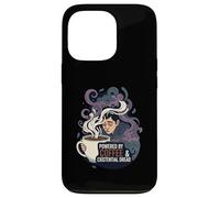 Powered by Coffee & Existential Dread Funny Tired Design Carcasa para iPhone 13 Pro