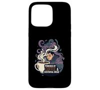 Powered by Coffee & Existential Dread Funny Tired Design Carcasa para iPhone 15 Pro MAX