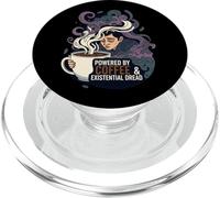 Powered by Coffee & Existential Dread Funny Tired Design PopSockets PopGrip para MagSafe