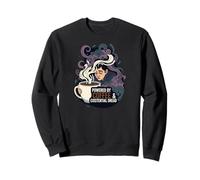 Powered by Coffee & Existential Dread Funny Tired Design Sudadera