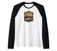 Powered by Coffee & Sawdust Woodworker Carpenter Camiseta Manga Raglan
