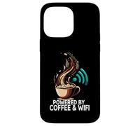 Powered by Coffee & WiFi Funny Caffeine Internet Lover Carcasa para iPhone 14 Pro MAX