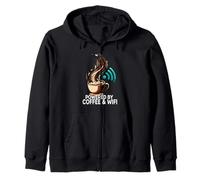 Powered by Coffee & WiFi Funny Caffeine Internet Lover Sudadera con Capucha