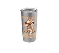 Powered By Country And Coffee Western Cowboy Boots Cowgirl Vaso térmico de acero inoxidable de doble pared