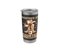 Powered By Country And Coffee Western Cowboy Boots Cowgirl Vaso térmico de acero inoxidable de doble pared