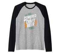 Powered by Craft Beer Hops - Vaso de Cebada Camiseta Manga Raglan