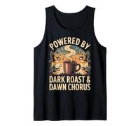 Powered by Dark Roast & Dawn Chorus Aves y café Camiseta sin Mangas
