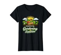 Powered by Gardening and Sunshine Funny Camiseta gráfica económica, Mujer, Negro, S