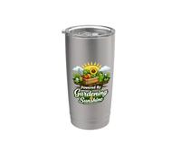 Powered By Gardening and Sunshine Funny Vaso térmico de acero inoxidable de doble pared