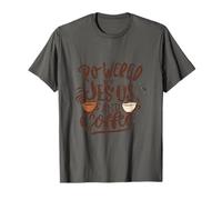 Powered by Jesus and Coffee Christian Faith Men Women Kids Camiseta