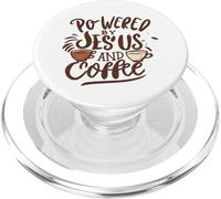 Powered by Jesus and Coffee Christian Faith Men Women Kids PopSockets PopGrip para MagSafe