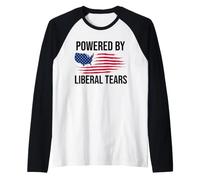 Powered by Liberal Tears Flag Anti Liberal Make Liberals Cry Camiseta Manga Raglan