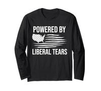 Powered by Liberal Tears Flag Anti Liberal Make Liberals Cry Manga Larga