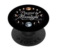 Powered by Moonlight Moon Phases Celestial Lunar Design PopSockets PopGrip Adhesivo