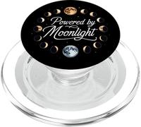 Powered by Moonlight Moon Phases Celestial Lunar Design PopSockets PopGrip para MagSafe