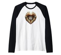 Powered by Pages & Quietude Book Lover Reading Heart Camiseta Manga Raglan