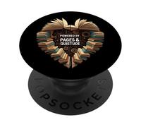 Powered by Pages & Quietude Book Lover Reading Heart PopSockets PopGrip Adhesivo