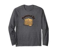 Powered by Pancakes Breakfast Energy Funny Design tee Pop!! Manga Larga