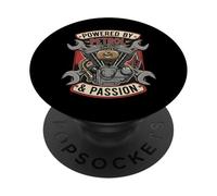 Powered by Petrol & Passion VTwin Engine Motorcycle Mechanic PopSockets PopGrip Adhesivo