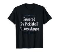 Powered by Pickleball and Persistence Funny Camiseta gráfica económica, Hombre, Negro, L
