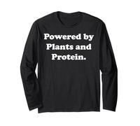 Powered By Plants And Protein Funny Saying Vegan Life Manga Larga