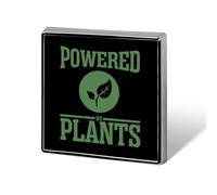 Powered by Plants Brooch Pins for Women Men Square Collar Lapel Pins Coat Jacket Accessories