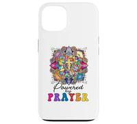 Powered by Prayer Cool Disciple Mandala Cruz cristiana Carcasa para iPhone 13