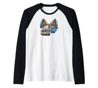 Powered by RF Radio Communication Signal Tech Camiseta Manga Raglan