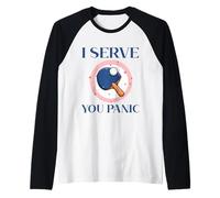 Powered by Spin & Bad Decisions Funny Retro Table Tennis Camiseta Manga Raglan