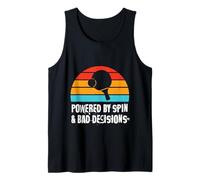 Powered by Spin & Bad Decisions Funny Retro Table Tennis Camiseta sin Mangas