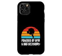 Powered by Spin & Bad Decisions Funny Retro Table Tennis Carcasa para iPhone 11 Pro