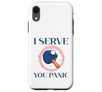 Powered by Spin & Bad Decisions Funny Retro Table Tennis Carcasa para iPhone XR