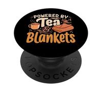 Powered By Tea and Blankets Cozy Relaxation Design PopSockets PopGrip Adhesivo
