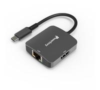 PowerEnvy Hub USB C, adaptador USB C a HDMI 4K, adaptador Ethernet de 100 m LAN de aluminio, adaptador tipo C portátil para MacBook Pro, MacBook Air, MacBook, iPad Pro/Air, XPS, MateBook y más