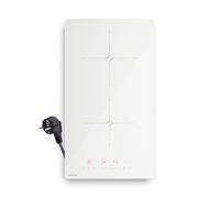 Klarstein PowerGlide Placa Inducción 30cm - 2 Zonas, 3500W Boost, Control Deslizante Táctil, Temporizador, Bloqueo Infantil, Vitrocerámica, Cocina Inducción Compacta, Blanco