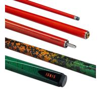 POWERGLIDE Ignis - Taco de Billar o Billar, Fibra de Carbono y Fibra de Vidrio, Ultra Suave, Color Naranja Brillante y Verde, 2 Piezas, Junta 50/50, tamaño Completo de 57 Pulgadas, Punta de 10 mm