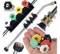 PowerJet M22 - Lanza de alta presión universal para limpiadora de alta presión Kärcher, Bosch M22, 5 boquillas de 1/4" Quick Connect, 200 bar, 60 °C, acero inoxidable, latón, versátil